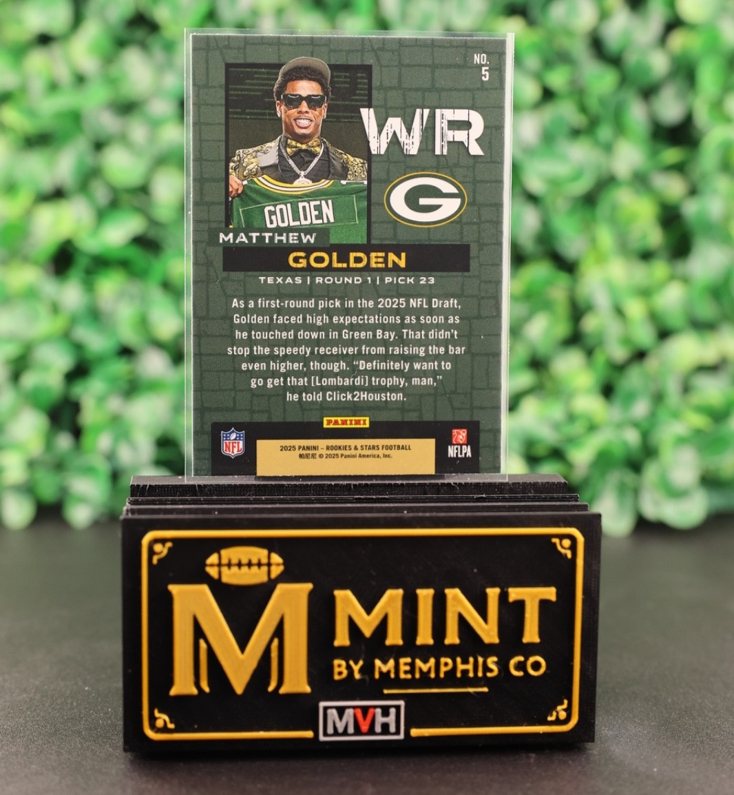 MATTHEW GOLDEN 2025 PANINI ROOKIES & STARS DRAFT CLASS #5 RC