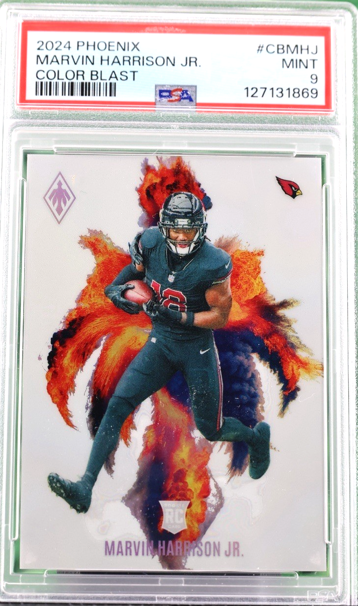 MARVIN HARRISON JR 2024 PANINI PHOENIX COLOR BLAST CASE HIT SSP RC PSA 9
