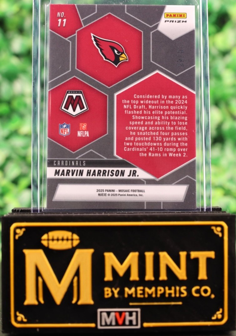 MARVIN HARRISON JR. 2025 PRIZM MOSAIC PURPLE MONTAGE /49 CARDINALS SSP