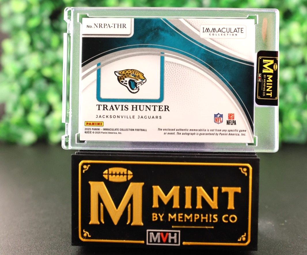 TRAVIS HUNTER 2025 IMMACULATE ROOKIE NUMBERS FOTL AUTO PATCH SSP RC /25 JAGUARS