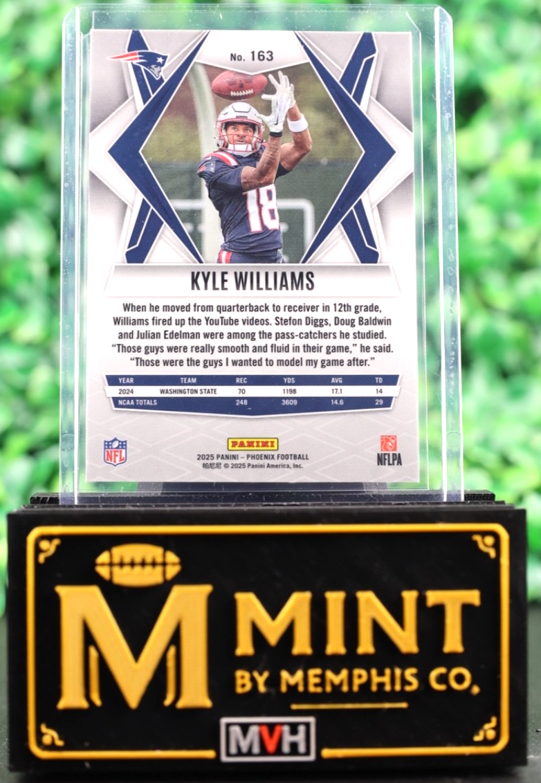 KYLE WILLIAMS 2025 PANINI PHOENIX #163 SILVER RC PATRIOTS