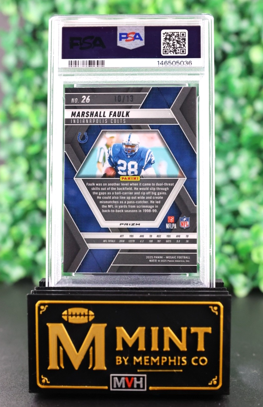 MARSHALL FAULK 2025 MOSAIC PINK SPECTRIS FOTL /13 SSP PSA 10 POP 1 HOF COLTS