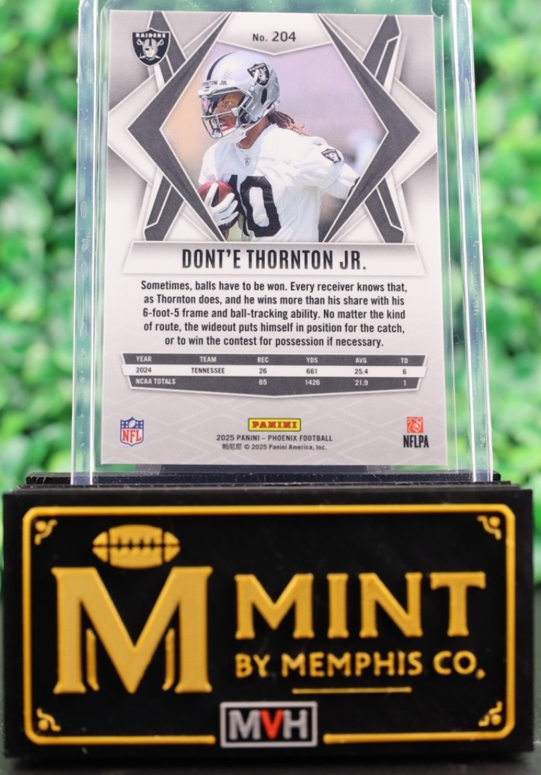 DONT'E THORNTON JR 2025 PANINI PHOENIX #204 SILVER ROOKIE RC RAIDERS