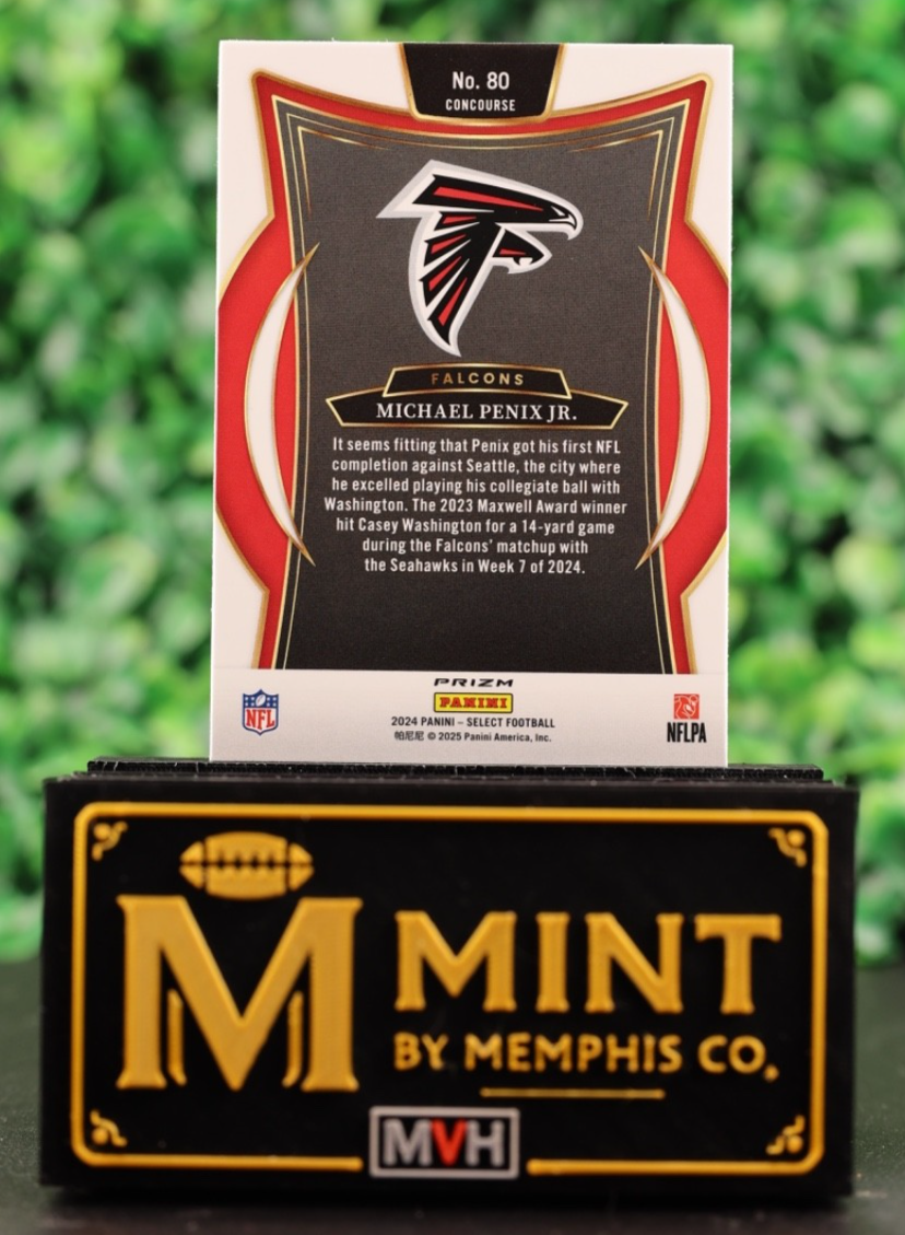 MICHAEL PENIX JR. 2024 PANINI SELECT - CONCOURSE #80 SILVER PRIZM (RC) FALCONS