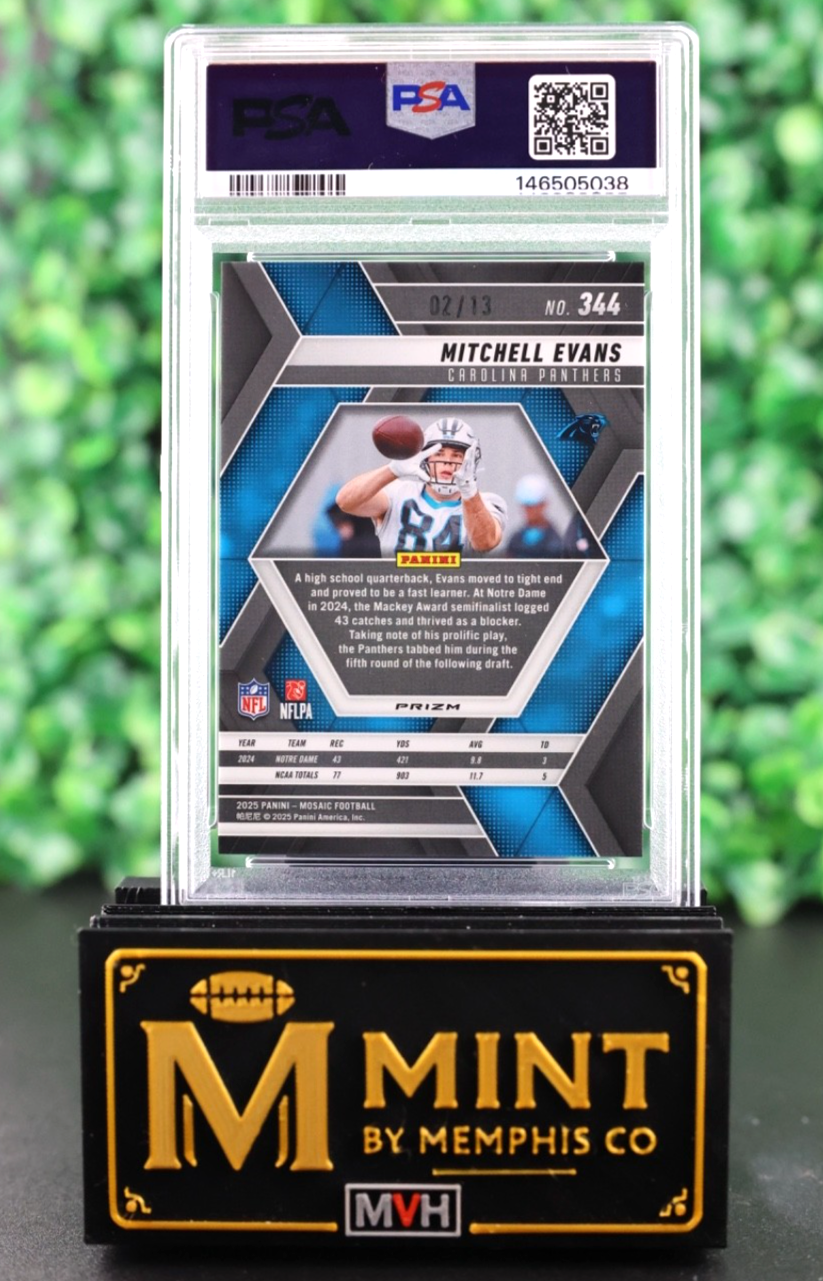 MITCHELL EVANS 2025 MOSAIC #344 PINK SPECTRIS FOTL /13 SSP RC PSA 10 BILLS POP 1