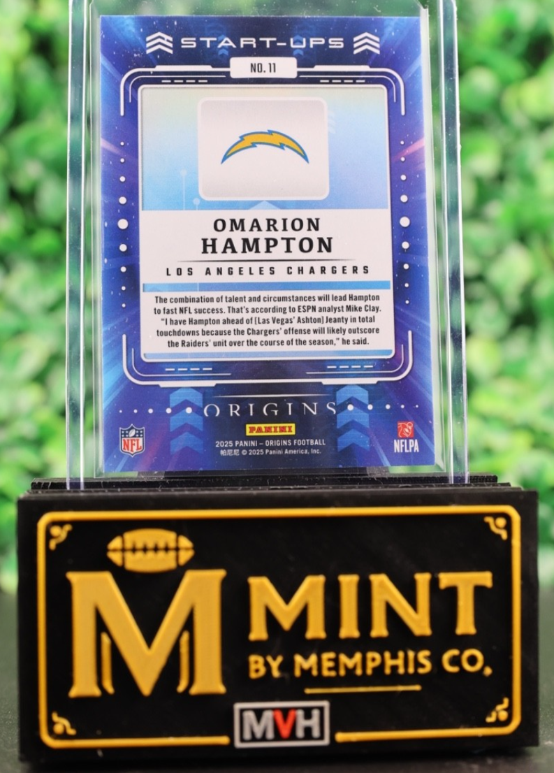 OMARION HAMPTON 2025 PANINI ORIGINS START-UPS #11 RC CHARGERS