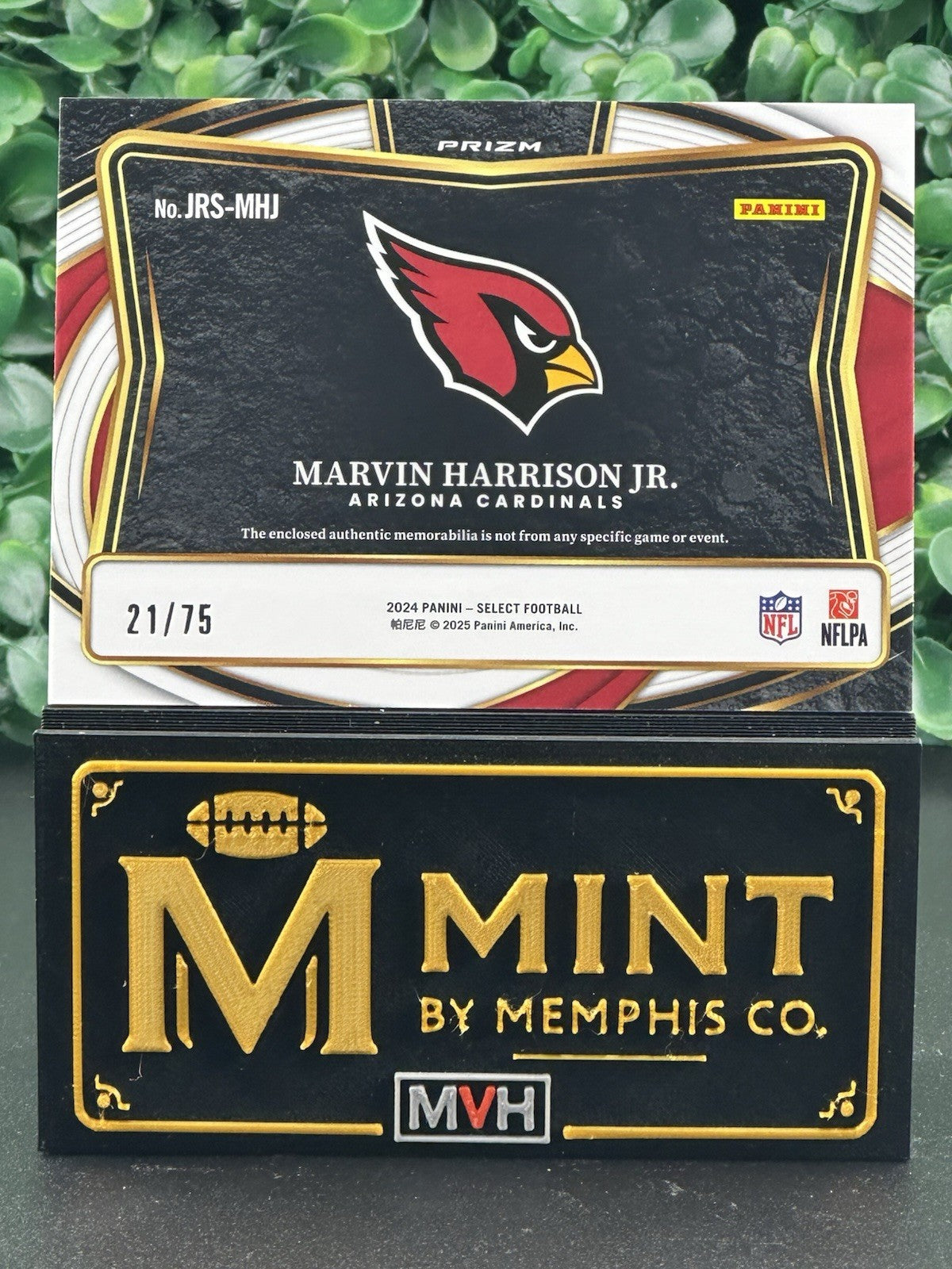 MARVIN HARRISON JR 2024 SELECT JUMBO ROOKIE SWATCH PATCH RC WHITE /75 CARDINALS