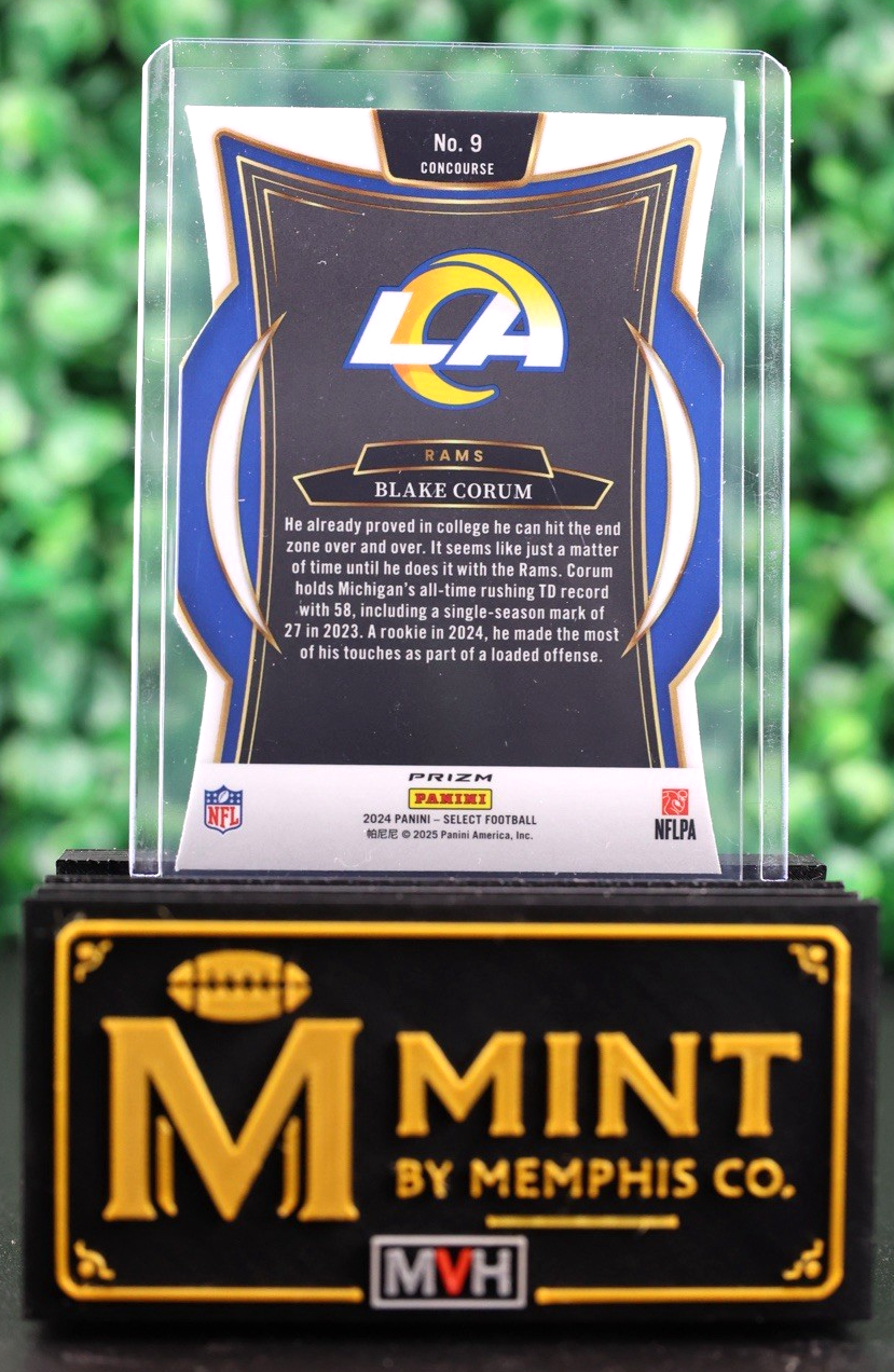 BLAKE CORUM 2024 PANINI SELECT CONCOURSE #9 SILVER PRIZM DIE CUT RC RAMS