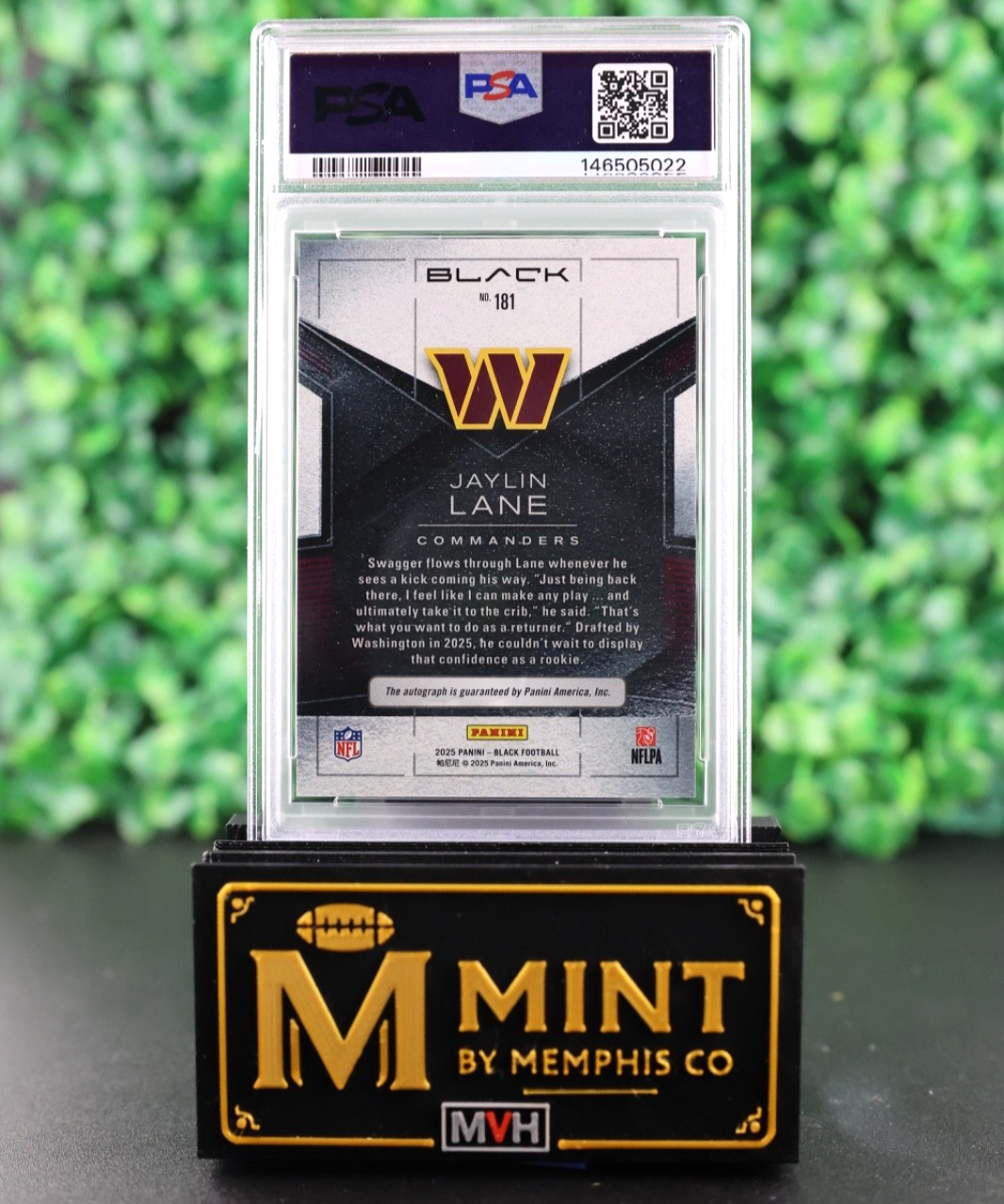 JAYLIN LANE 2025 PANINI BLACK #181 AUTO ROYAL /99 RC PSA 9 POP 1 NONE HIGHER