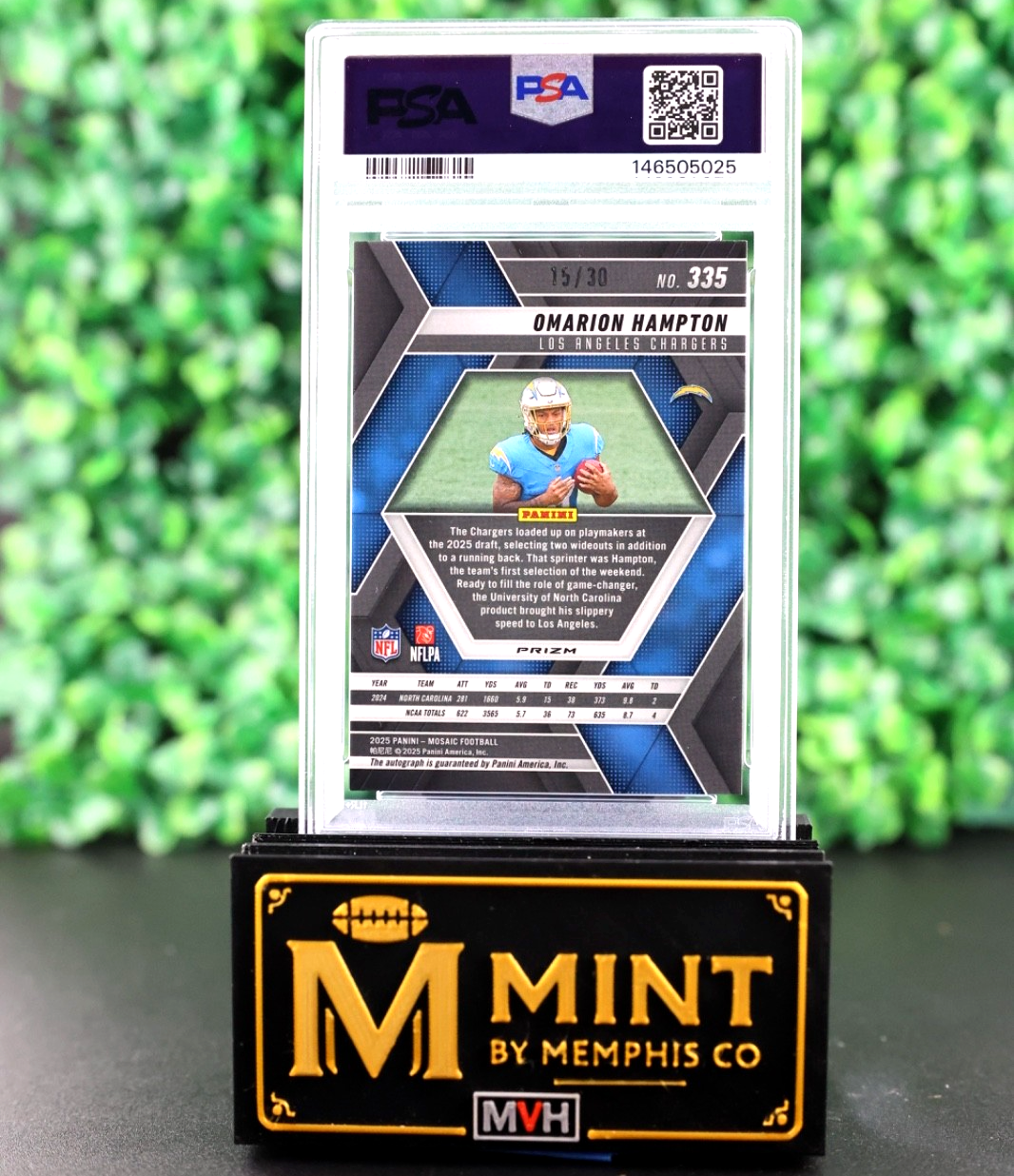 OMARION HAMPTON 2025 MOSAIC AUTO PINK SPECTRIS FOTL SSP RC /30 PSA 10 POP 2