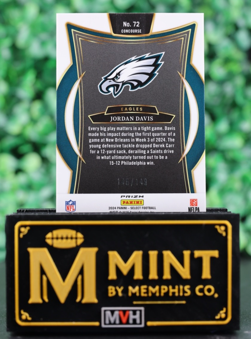 JORDAN DAVIS 2024 SELECT FOOTBALL CONCOURSE RED PRIZM EAGLES #72 /99