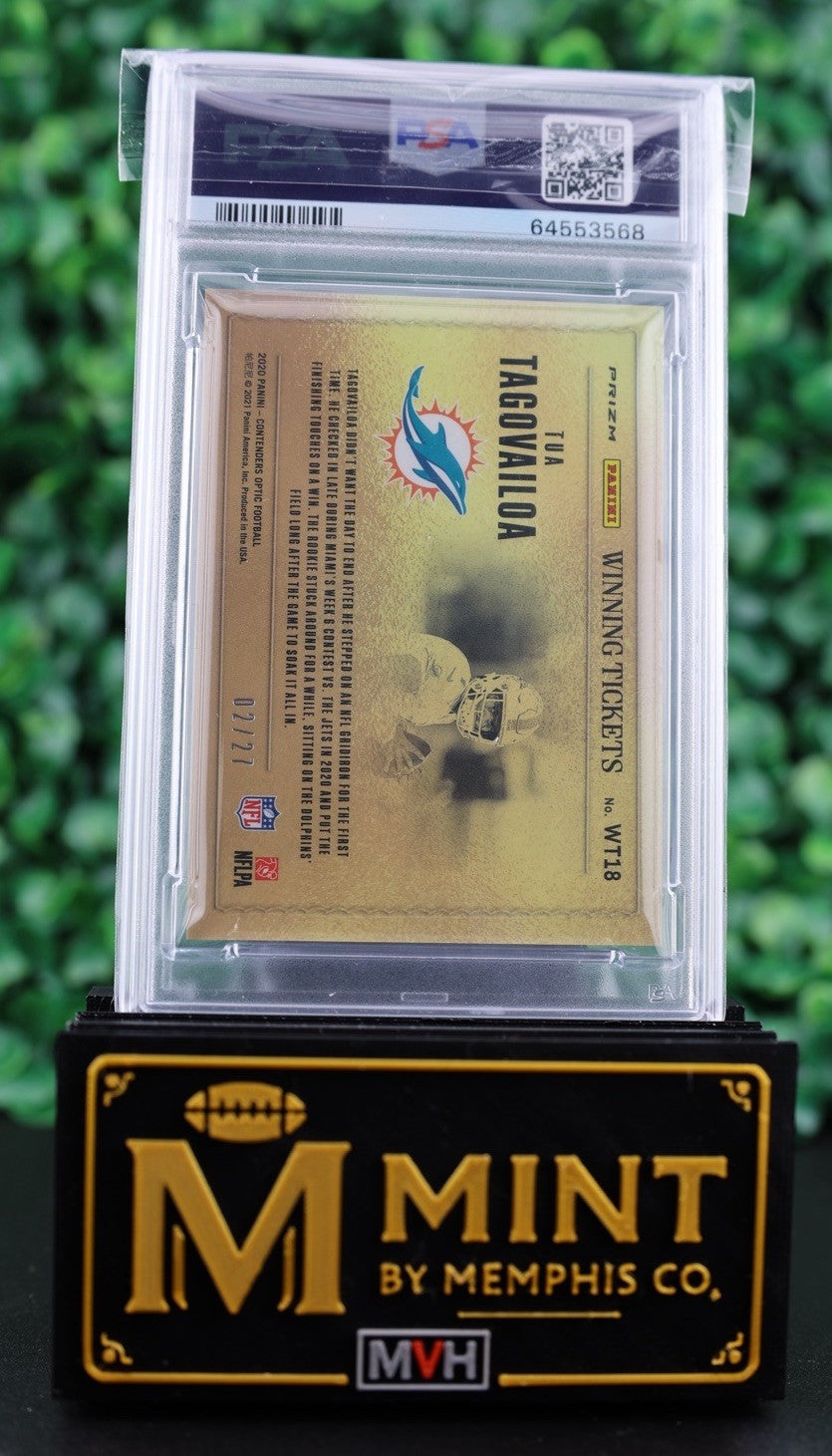 TUA TAGOVAILOA 2020 PANINI CONTENDERS OPTIC WINNING TICKETS RC /27 PSA 10 SSP
