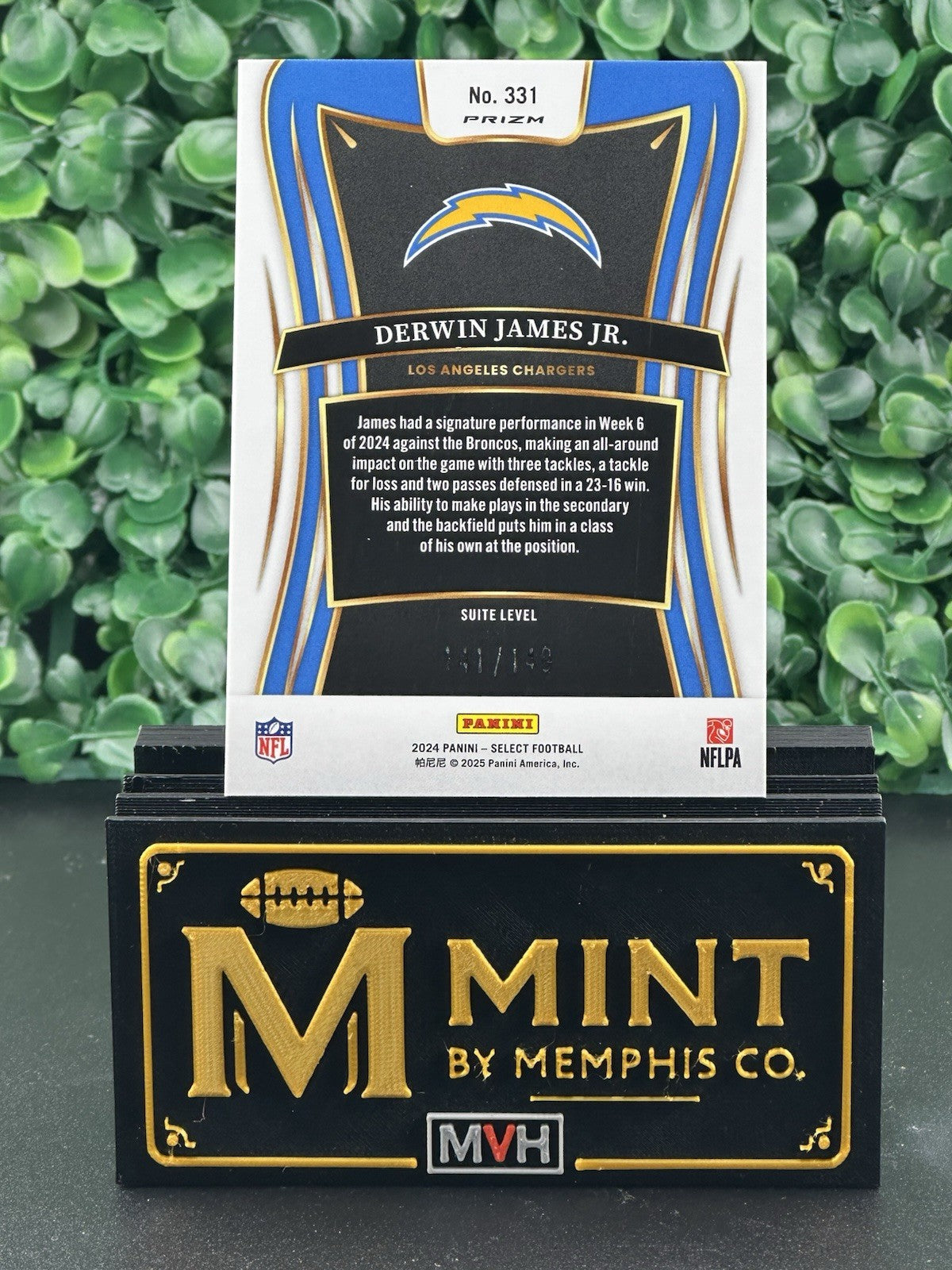 DERWIN JAMES JR. 2024 SELECT SUITE LEVEL TRI-COLOR PRIZM /149 CHARGERS