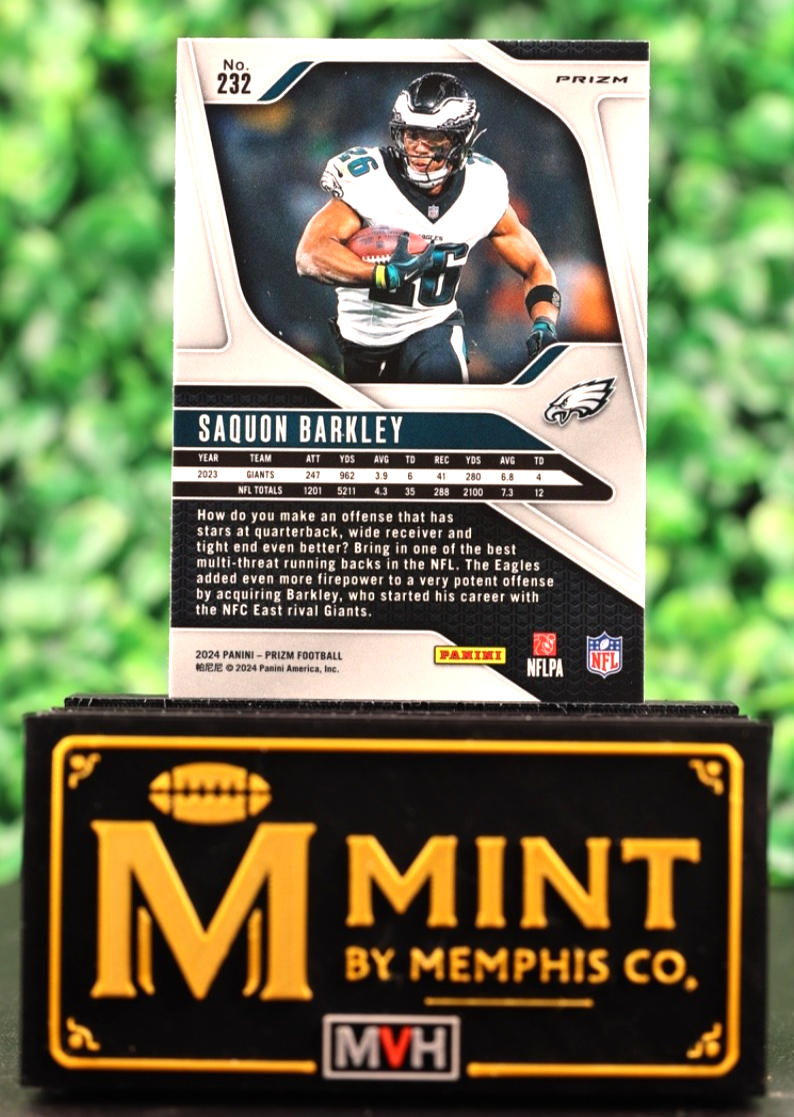 Saquon Barkley 2024 Panini Prizm #232 Neon Green Pulsar Prizm Eagles