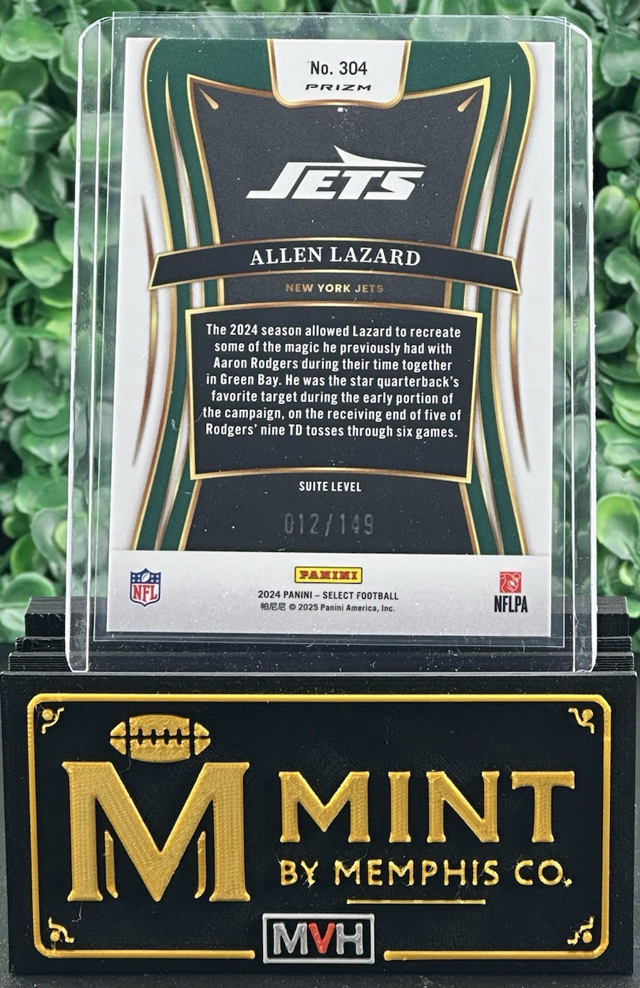 ALLEN LAZARD 2024 SELECT SUITE TRI-COLOR PRIZM /149 NEW YORK JETS
