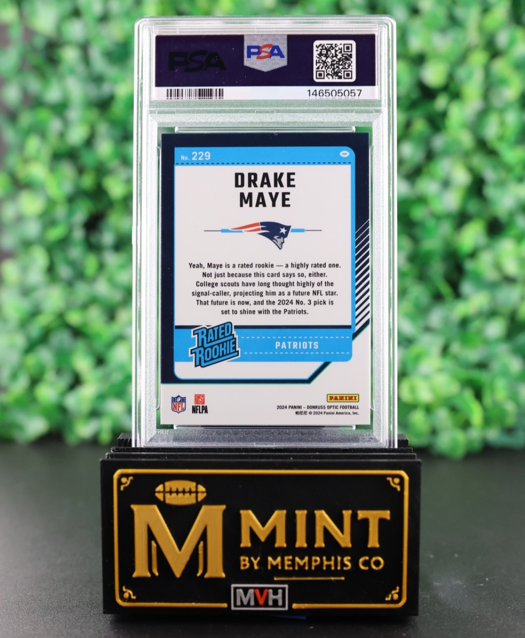 DRAKE MAYE 2024 PANINI DONRUSS OPTIC RATED ROOKIE #229 RC PSA 10 PATRIOTS
