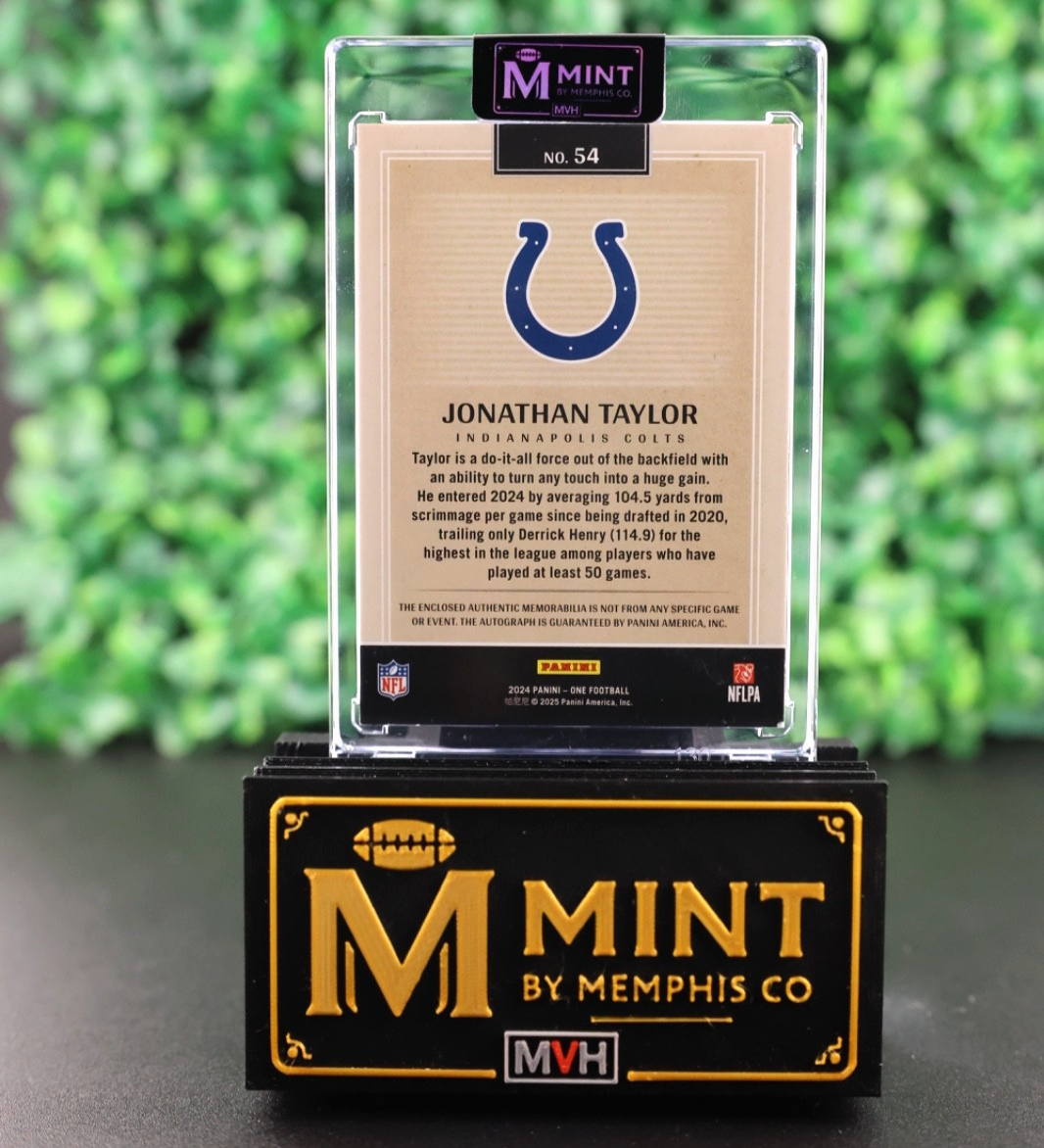 JONATHAN TAYLOR 2024 PANINI ONE ON CARD AUTO QUAD PATCH BOOKEND 99/99 SP COLTS