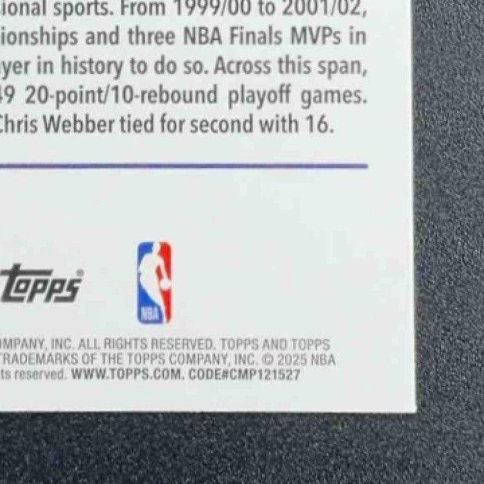 SHAQUILLE O'NEAL 2025-26 TOPPS CHROME #242 RAYWAVE REFRACTOR LAKERS