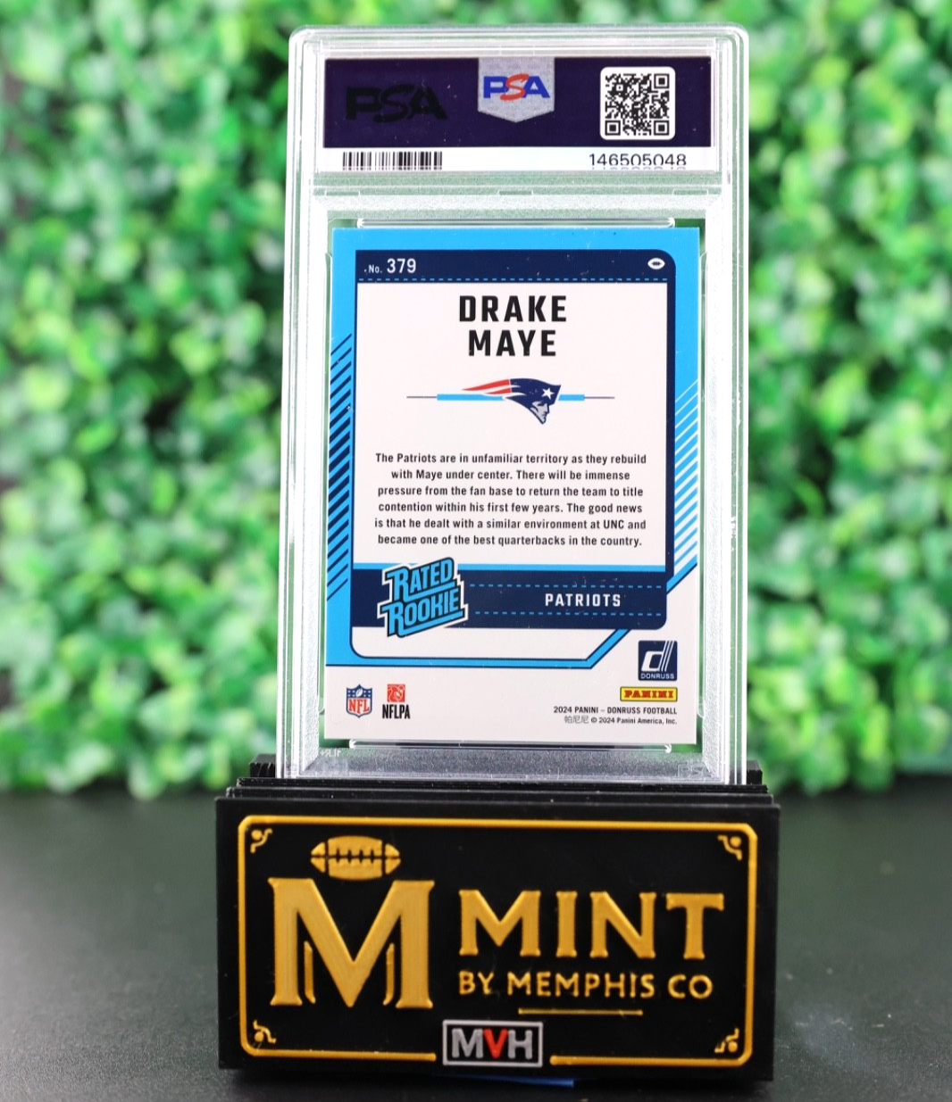 DRAKE MAYE 2024 PANINI DONRUSS #379 RC BLUE PRESS PROOF COLOR MATCH PATRIOTS