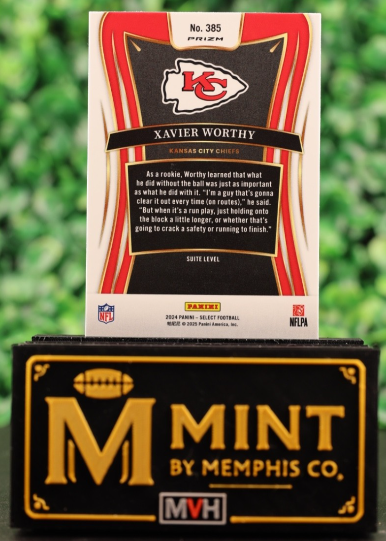 XAVIER WORTHY 2024 PANINI SELECT SILVER PRIZM SUITE LEVEL #385 CHIEFS