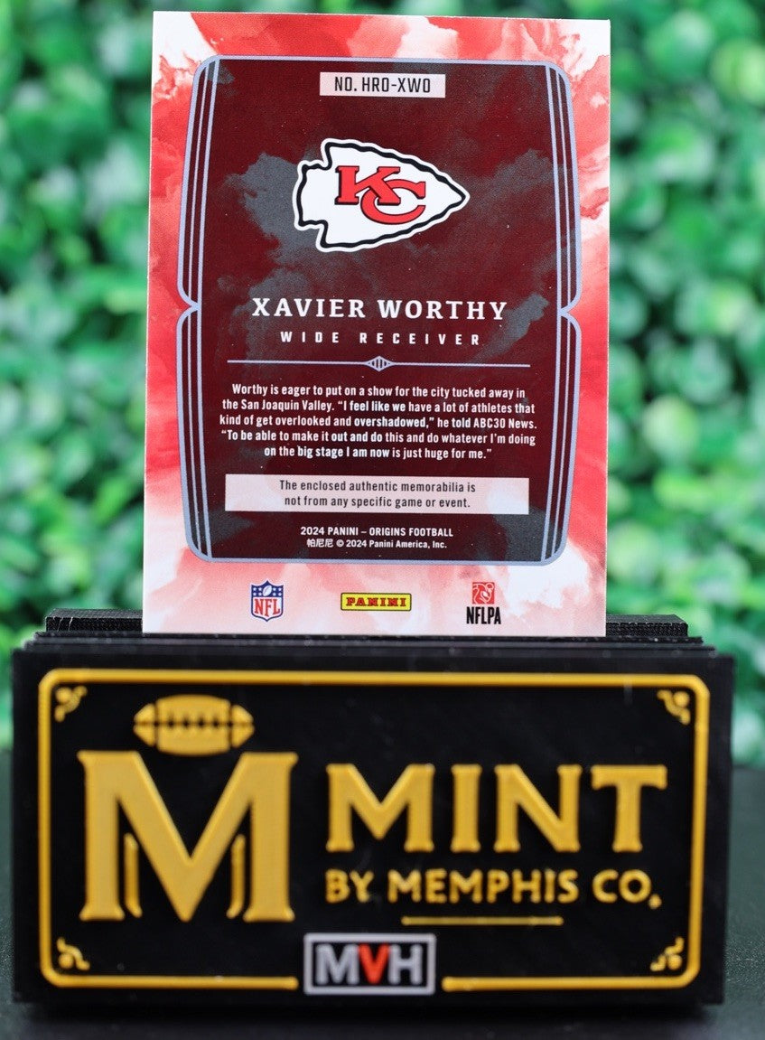 XAVIER WORTHY 2024 PANINI ORIGINS HOMETOWN ROOTS RC PATCH TURQUOISE /75 CHIEFS