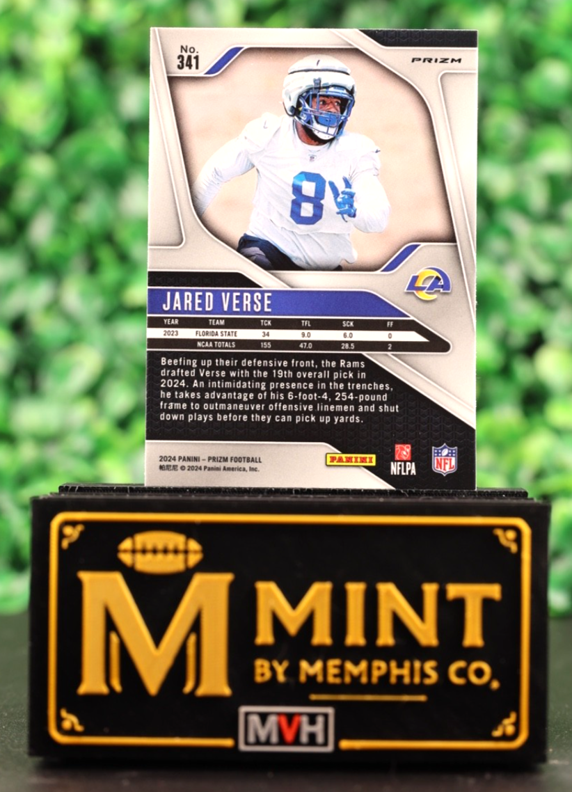 JARED VERSE 2024 PANINI PRIZM #341 SILVER PRIZM (RC) ROOKIE CARD RAMS
