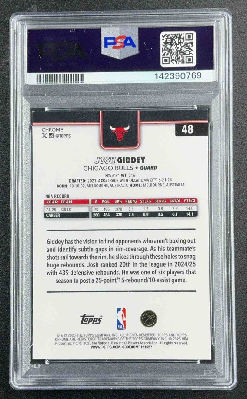 JOSH GIDDEY 2025 TOPPS CHROME 1ST DAY ISSUE SSP /12 BULLS