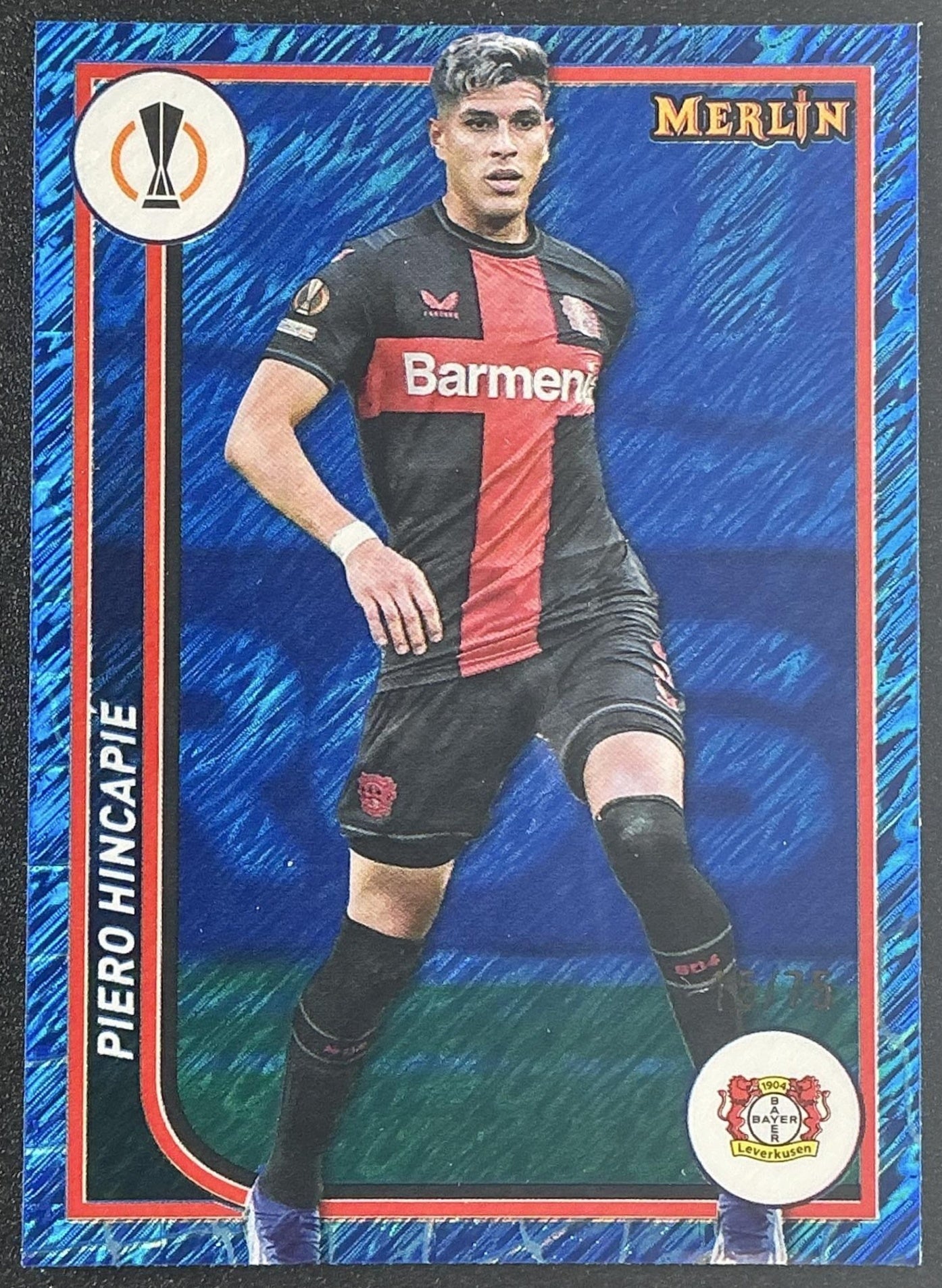 2023 Topps Chrome Merlin Piero Hincapie #21 Blue Shimmer Refractor /75