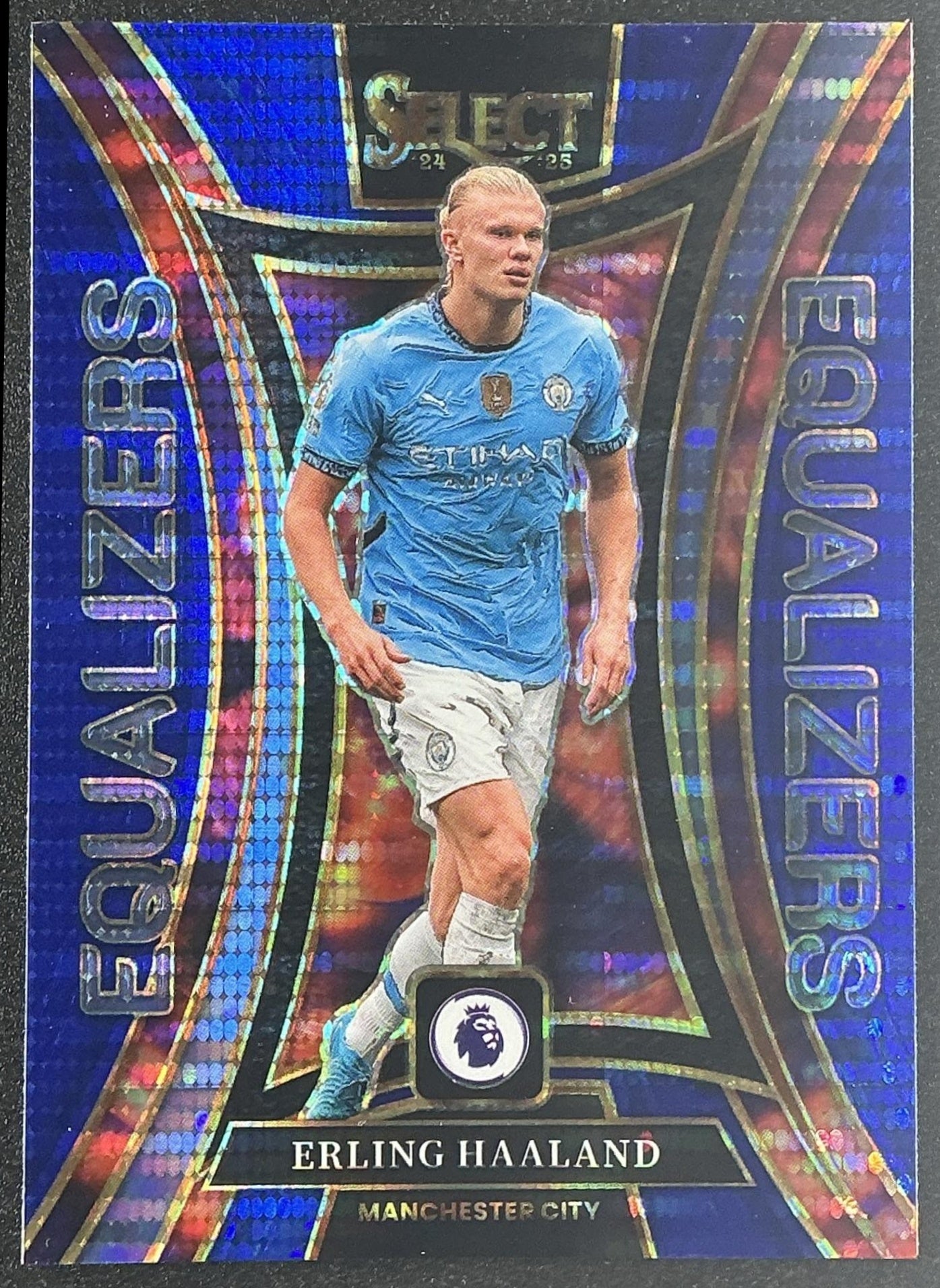 2024 Panini Select Premier League Erling Haaland #15 Equalizers Blue Pulsar