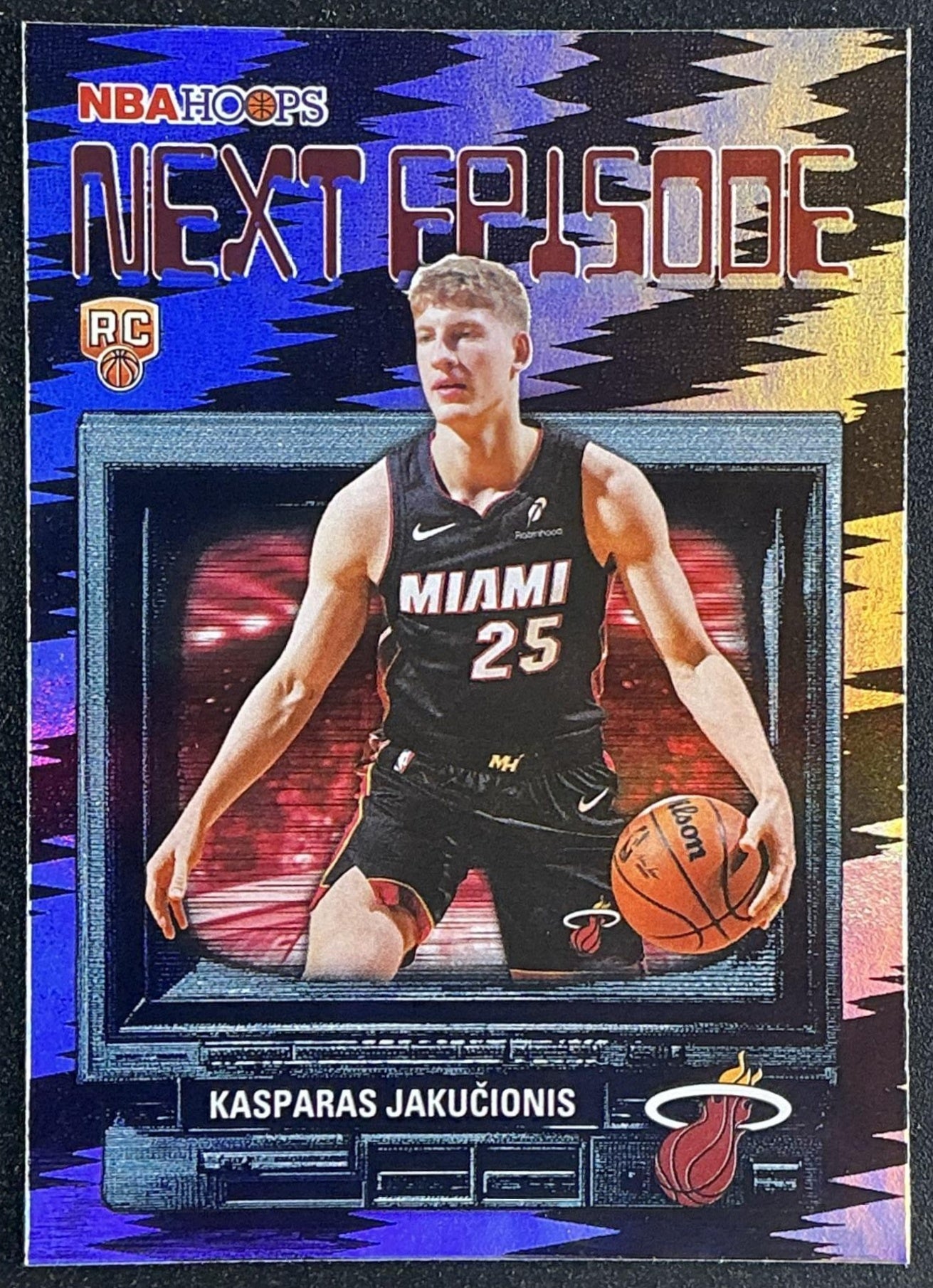 KASPARAS JAKUCIONIS 2025-26 TOPPS HOOPS #NE-20 NEXT EPISODE RAINBOW FOIL RC HEAT