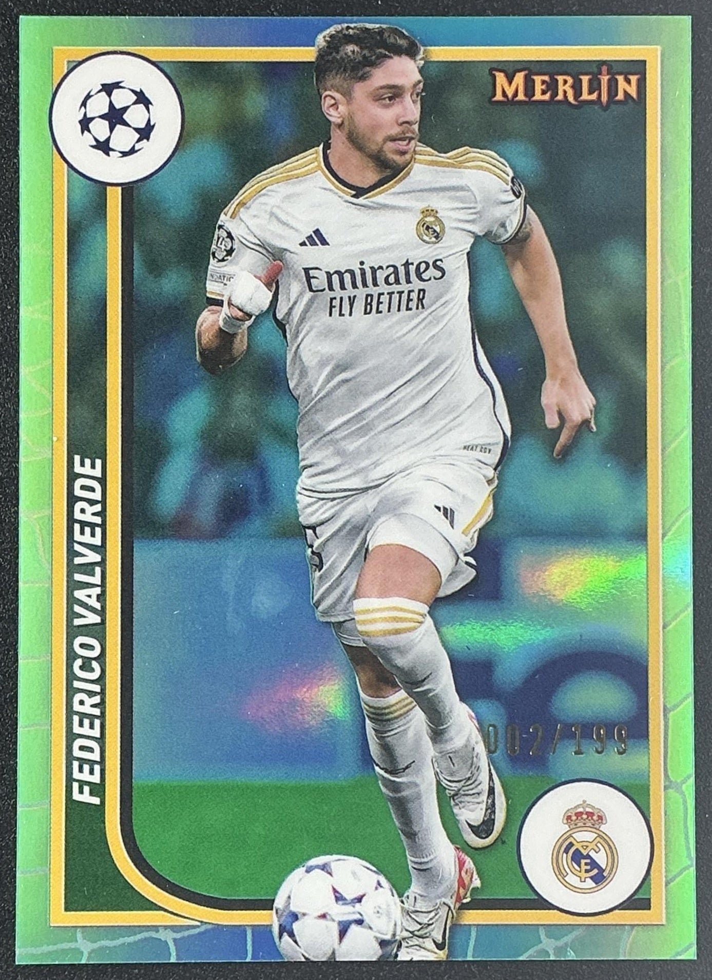 2023 Topps Chrome Merlin Federico Valverde #107 Aqua Refractor /199