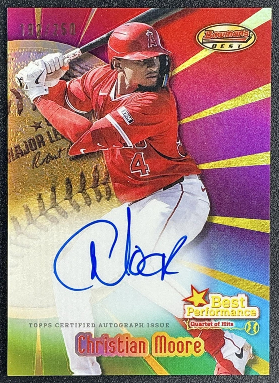 CHRISTIAN MOORE 2025 BOWMAN'S BEST #BPA-CM PERFORMANCE AUTO 192/250 ANGELS