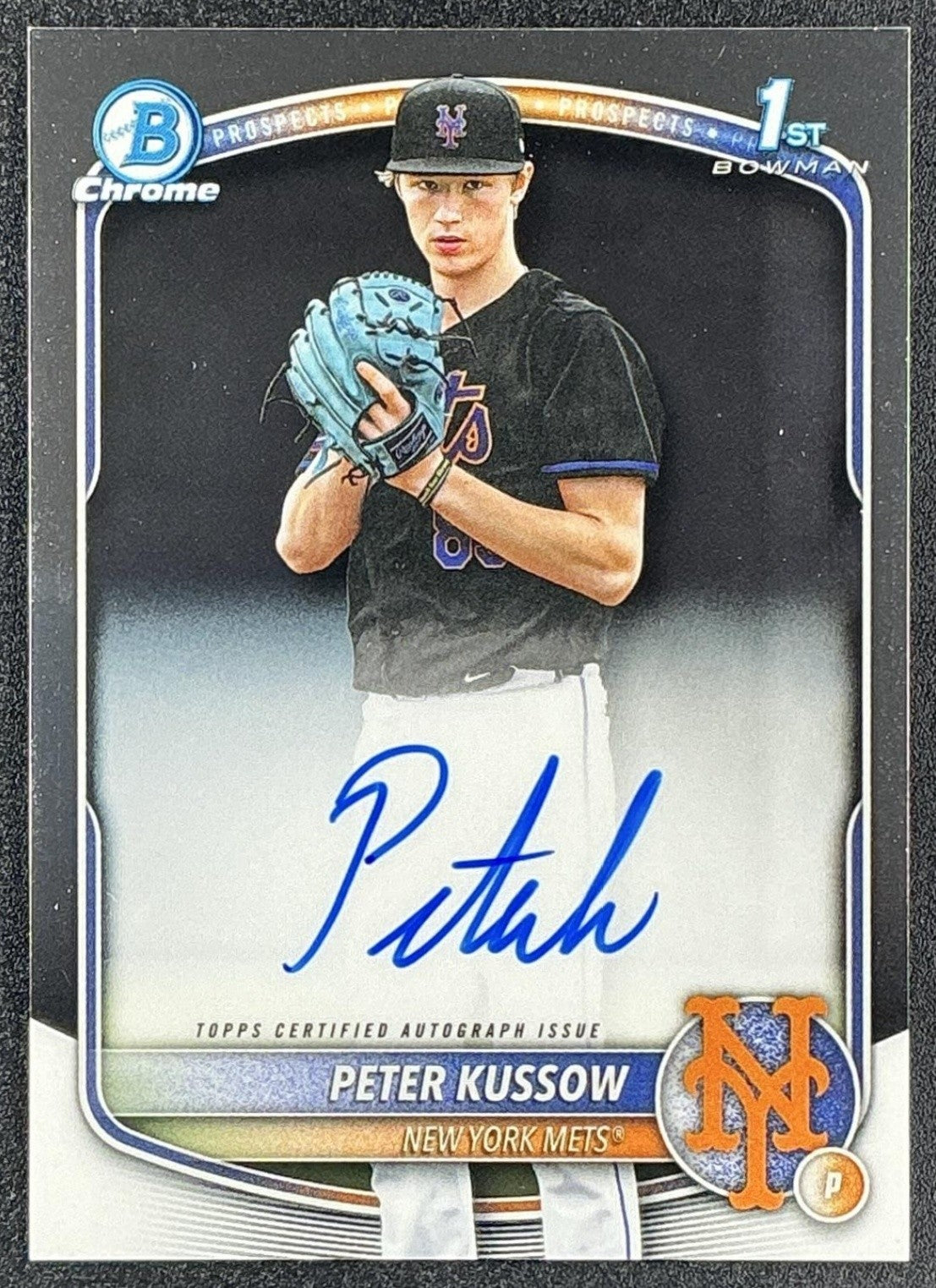PETER KUSSOW 2025 BOWMAN DRAFT #CPA-PK CHROME AUTO 1ST PROSPECT METS