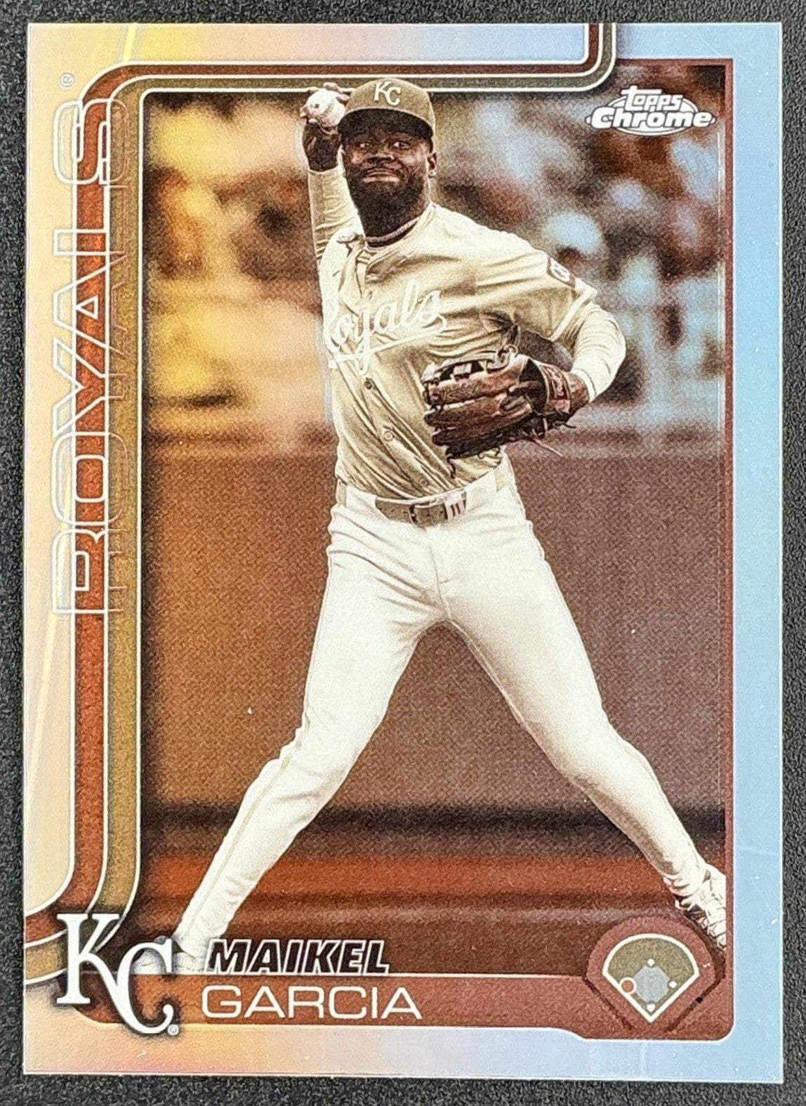 MAIKEL GARCIA 2025 TOPPS CHROME UPDATE #USC70 SEPIA REFRACTOR ROYALS