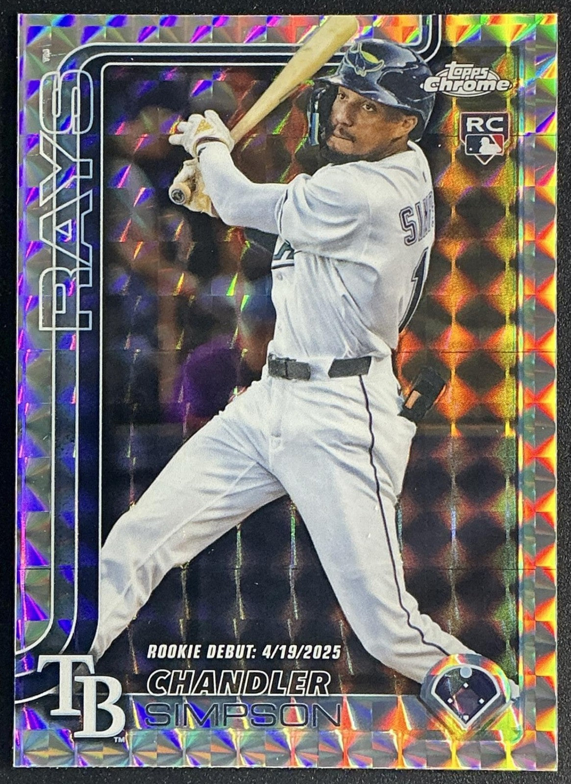CHANDLER SIMPSON 2025 TOPPS CHROME UPDATE #USC17 GEOMETRIC REFRACTOR RC RAYS