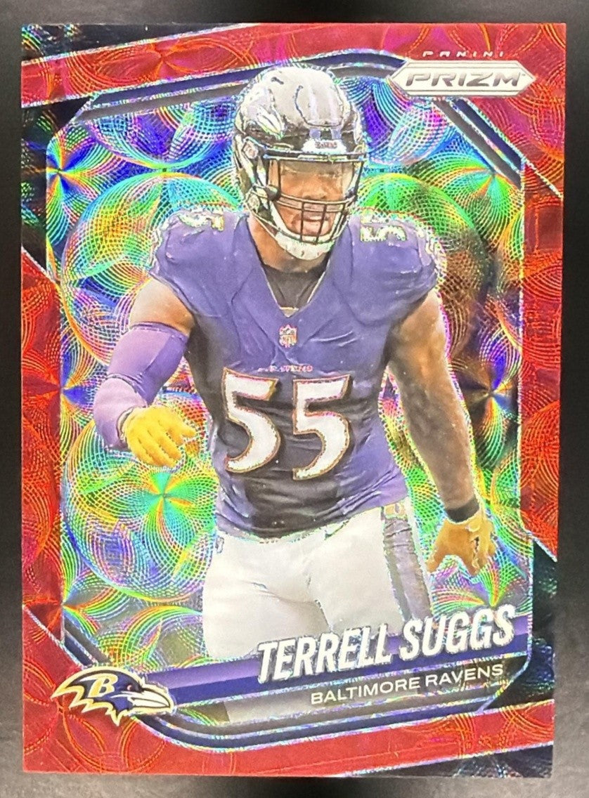 TERRELL SUGGS 2025 PANINI PRIZM #93 CHOICE RED 2/20 RAVENS