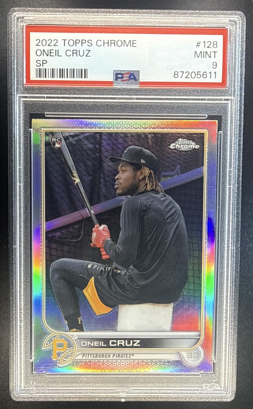 2022 TOPPS CHROME #128 ONEIL CRUZ IMAGE VARIATION REFRACTOR SP RC PIRATES PSA 9