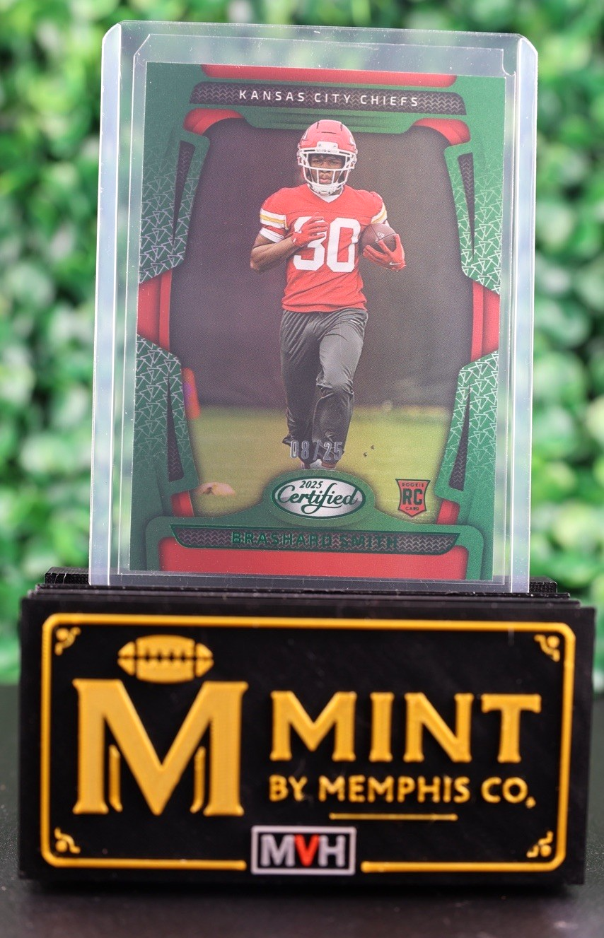 BRASHARD SMITH 2025 PANINI CERTIFIED MIRROR LIME GREEN /25 RC CHIEFS SSP