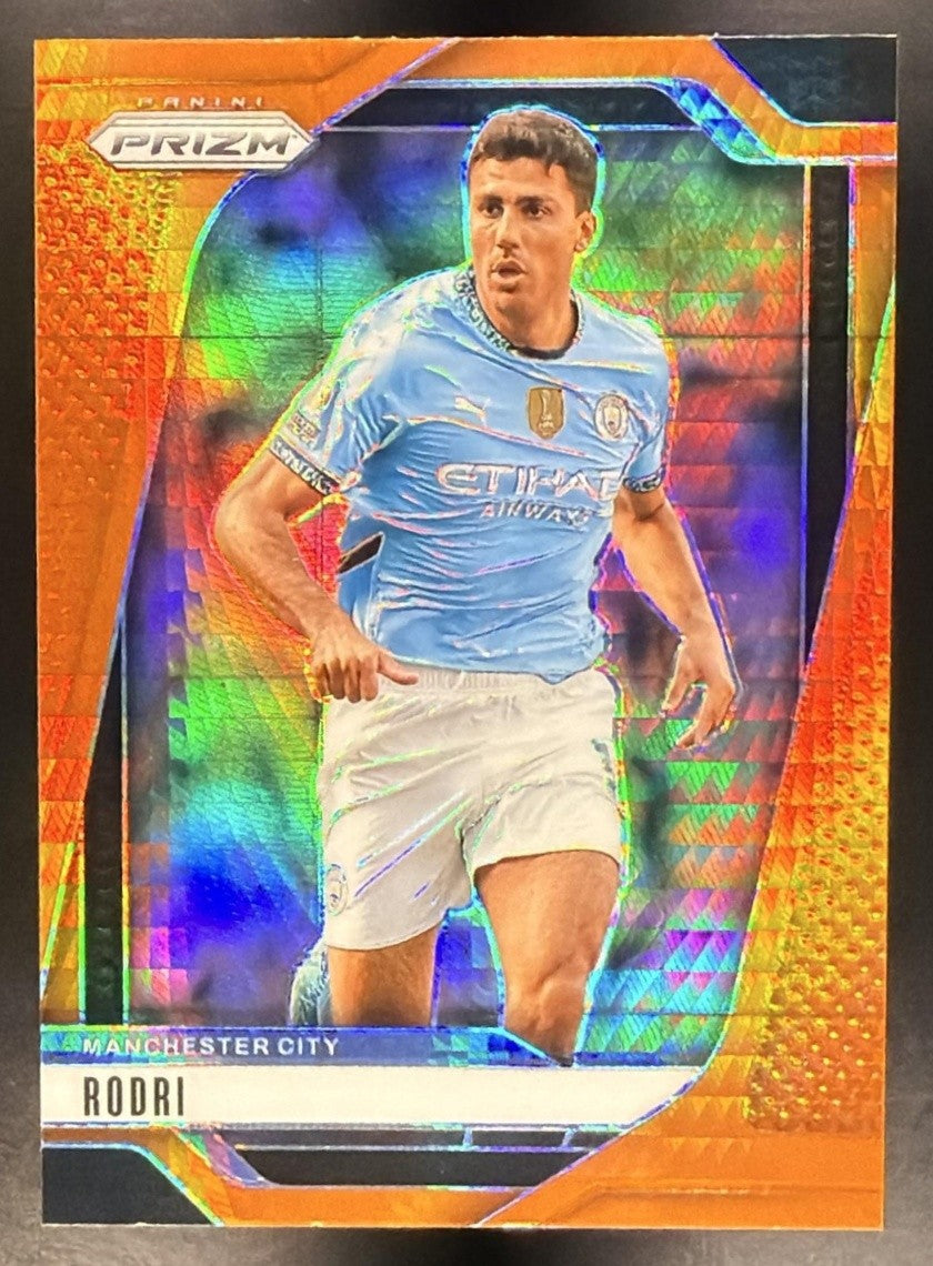 RODRI 2024-25 PANINI PRIZM PREMIER LEAGUE #8 ORANGE HYPER MAN CITY