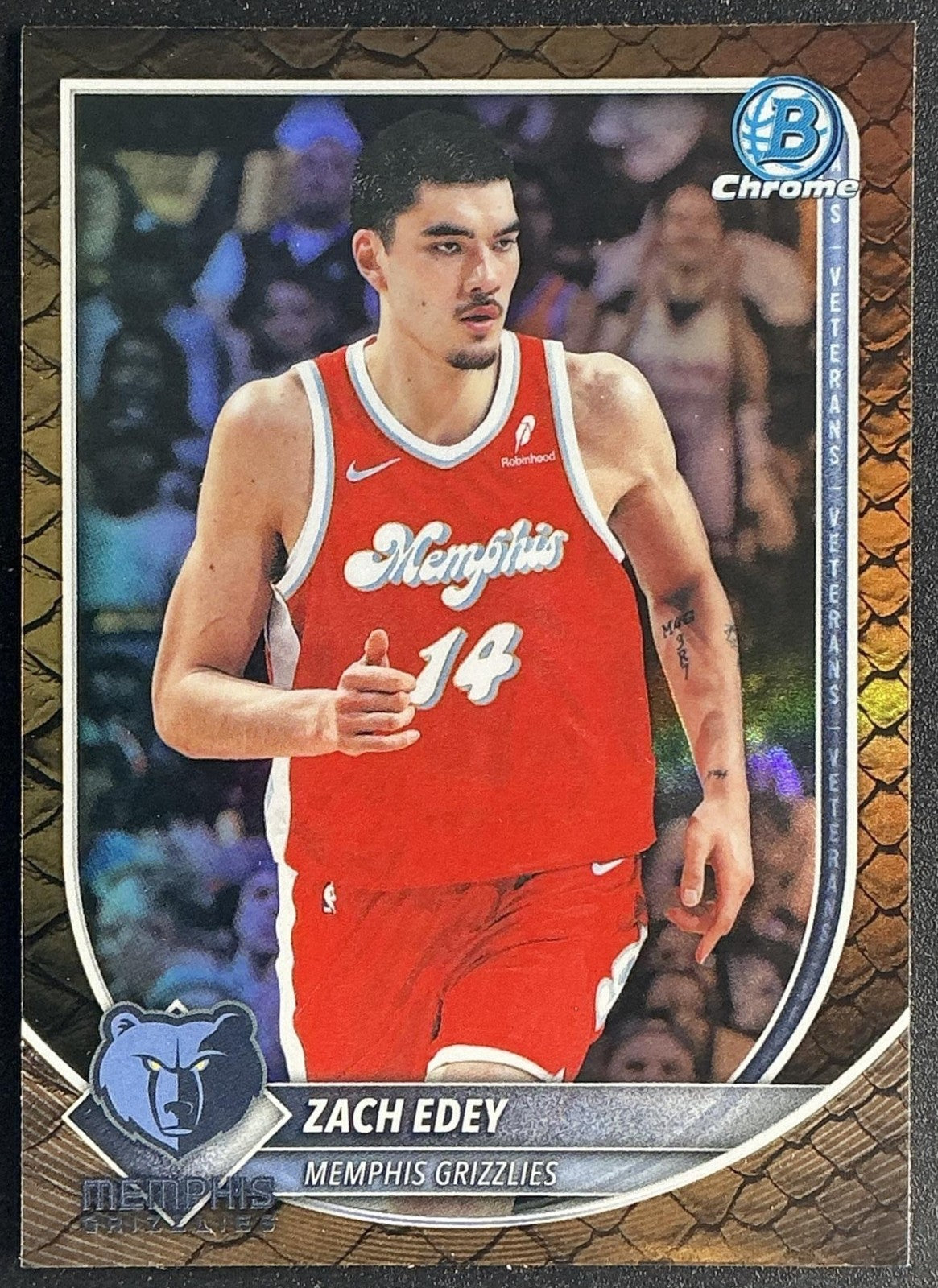 ZACH EDEY 2025-26 BOWMAN #BCV-139 CHROME REPTILIAN REFRACTOR GRIZZLIES