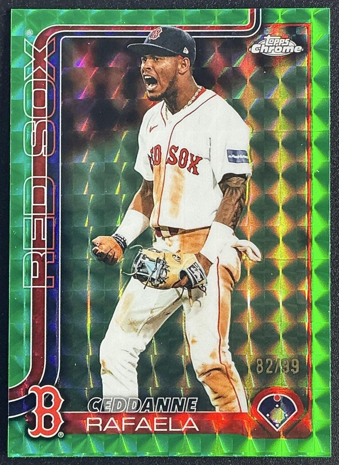 2025 Topps Chrome Update Ceddanne Rafaela #USC126 Green Geometric Refractor /99