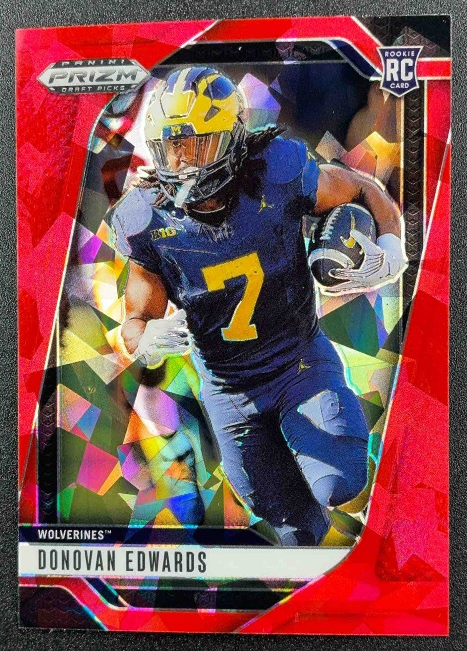 DONOVAN EDWARDS 2025 PANINI PRIZM DRAFT PICKS #65 RED ICE RC WOLVERINES