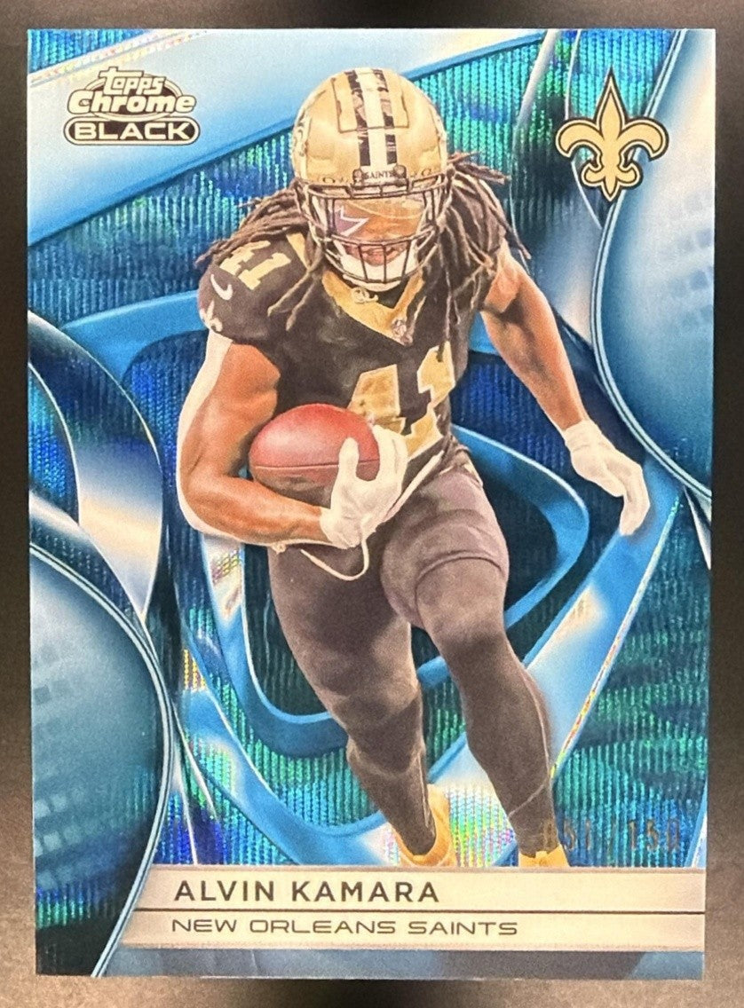 ALVIN KAMARA 2025 TOPPS CHROME BLACK #71 BLUE WAVE REFRACTOR 0/150 SAINTS