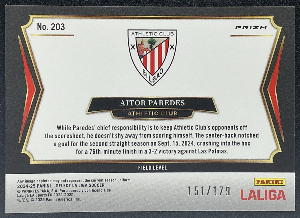 2024 Panini Select La Liga Aitor Paredes #203 Pink Mojo Prizm /179 Field Level
