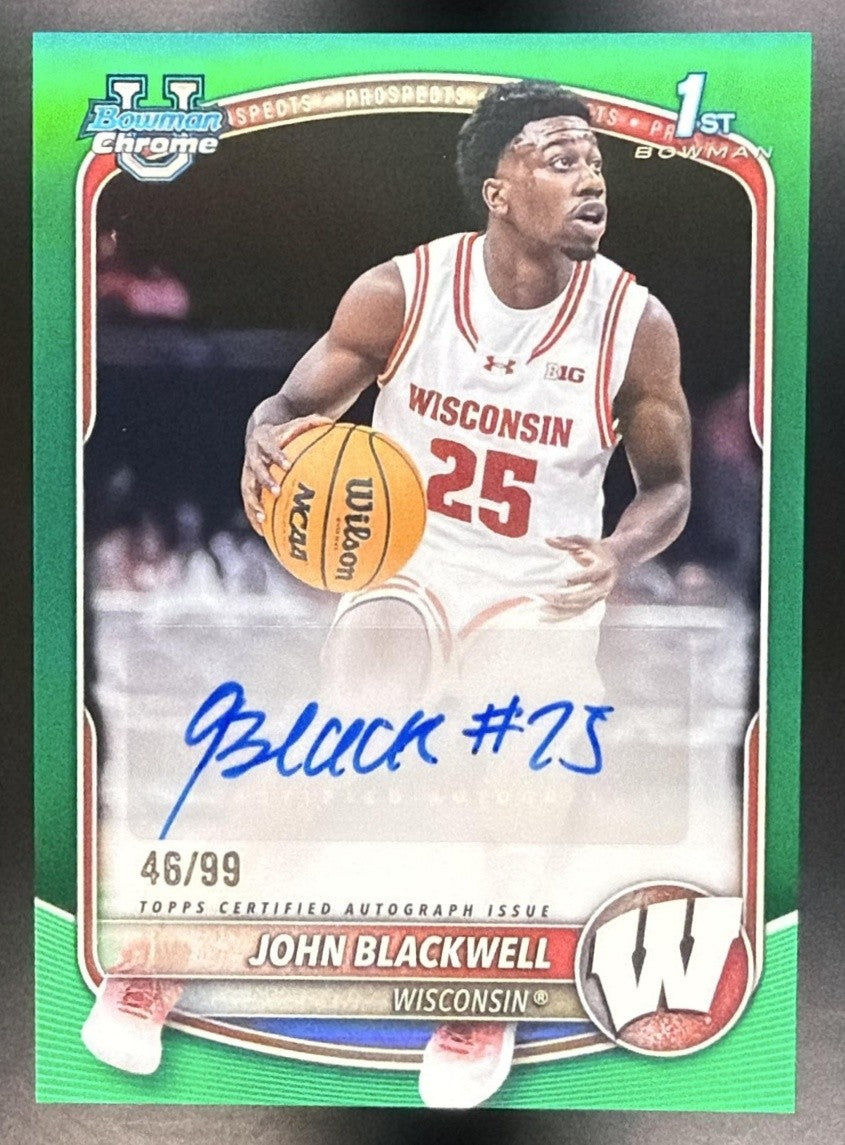 2025 Bowman John Blackwell #CPA-JB Chrome Auto Green Refractor /99 1st Prospect