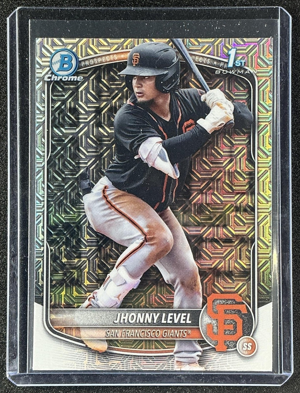 JHONNY LEVEL 2025 BOWMAN #BCP-147 CHROME MEGA BOX REFRACTOR 1ST PROSPECT GIANTS