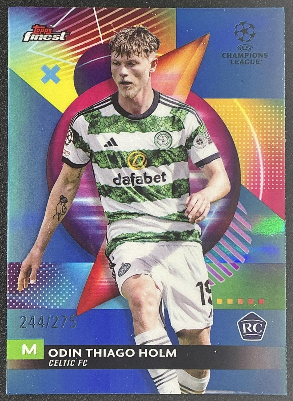 2023 Topps Finest UEFA Club Competitions Odin Thiago Holm #27 Sky Blue /275 RC