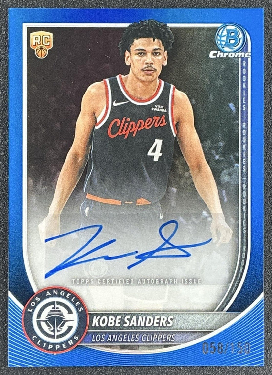2025 Bowman Kobe Sanders #BCA-KS Chrome Auto Blue Refractor /150 RC