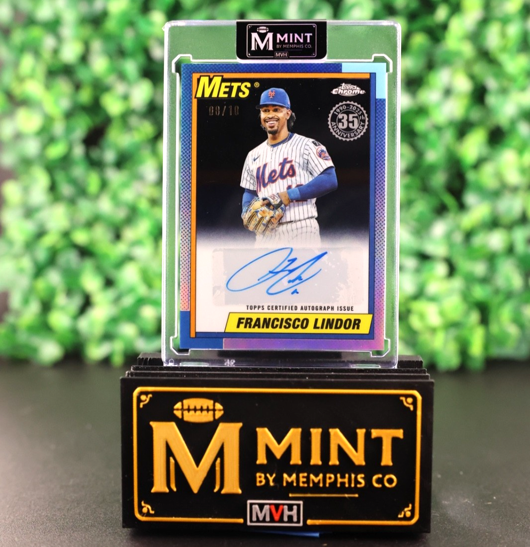 Francisco Lindor 2025 Topps Chrome 1990 Topps Baseball SSP AUTO BLACK /10 METS