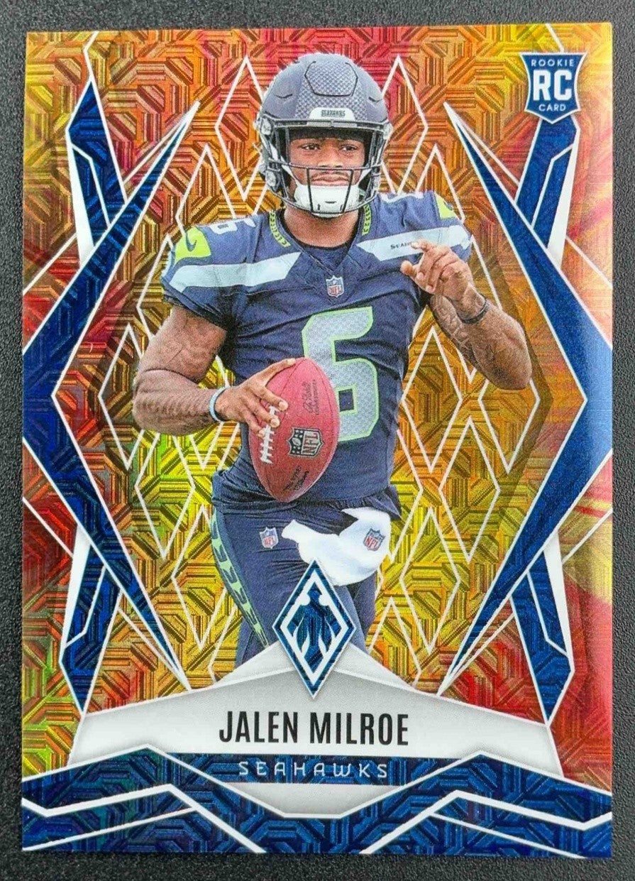 JALEN MILROE 2025 PANINI PHOENIX #151 FIRE BURST 128/350 RC SEAHAWKS